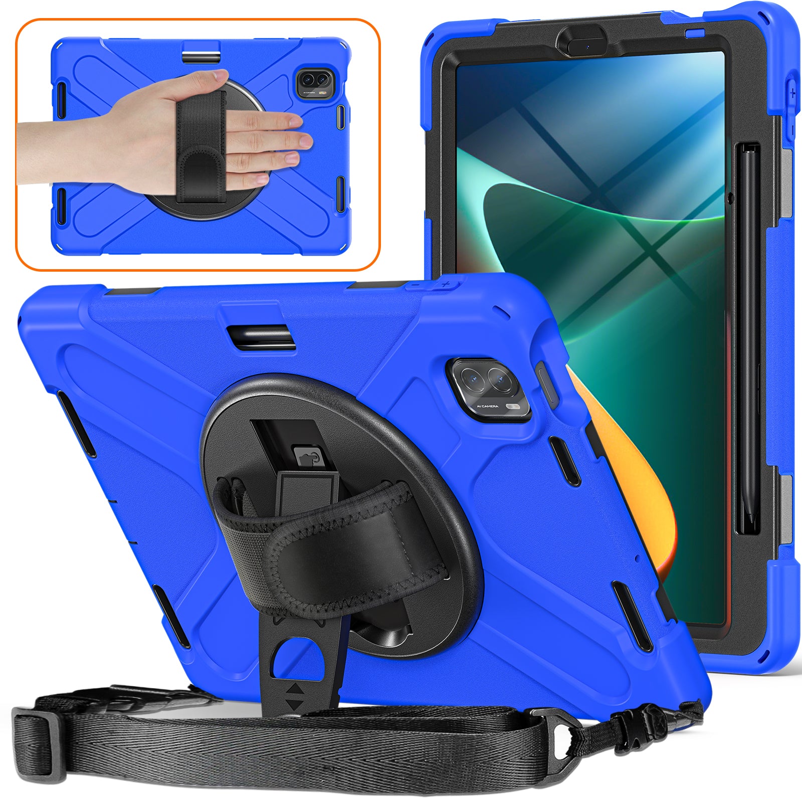 For Xiaomi Pad 5 Case Hand Strap Kickstand PC+Silicone Tablet Cover with Shoulder Strap For Xiaomi Pad 5 Case Hand Strap Kickstand PC+Silicone Tablet Cover with Shoulder Strap